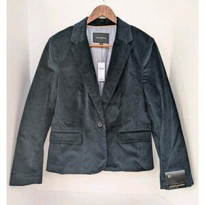 New Banana Republic Blazer Womens 10 Black Velvet Elbow Patch Old Money Preppy